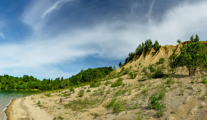 A mound formed by small piles of crushed limestone and washed away by rains.