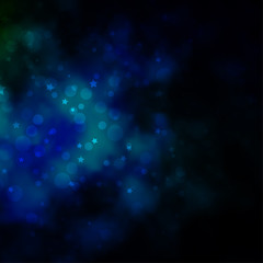 Obraz na płótnie Canvas Dark Blue, Green vector texture with circles, stars.