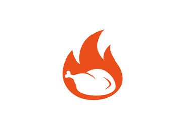 Creative Hot Chicken Fire Logo Design Symbol Vector Illustration