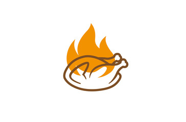 Creative Hot Chicken Fire Logo Design Symbol Vector Illustration