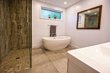 modern bathroom wide angle view