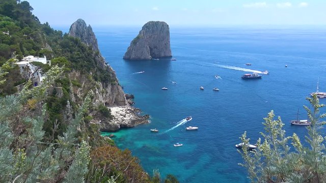 Italy, Capri, view of the Faraglioni
