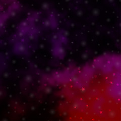 Dark Purple, Pink vector background with colorful stars.