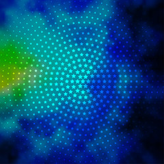 Light Blue, Green vector layout with bright stars.