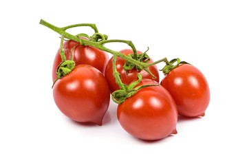 Bunch of cherry tomatoes on white background