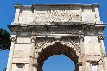 Obraz premium Arch of Titus in Roman Forum in city of Rome, Italy