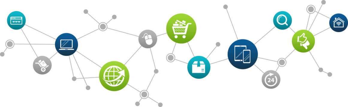 e-business / e-commerce / online business concept – vector illustration