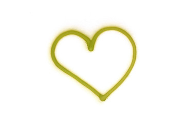 Graffiti heart sign sprayed on white isolated background