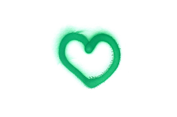 Graffiti heart sign sprayed on white isolated background