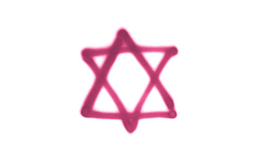 Graffiti star of David sprayed on white isolated background