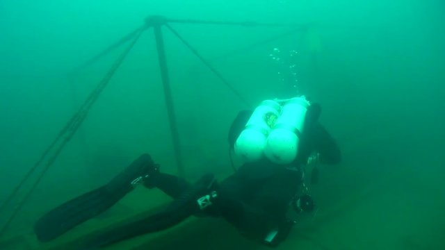 Scuba diver explores the goldrush paddlewheel AJ Goddard