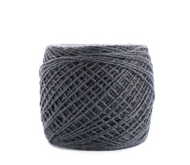 Clew of color knitting thread on white background