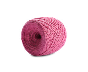 Clew of color knitting thread on white background