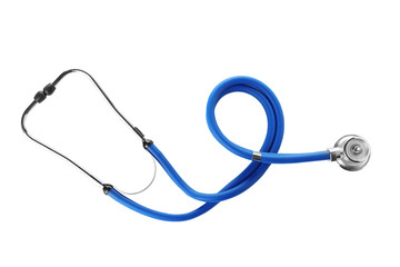 Modern stethoscope on white background. Medical device