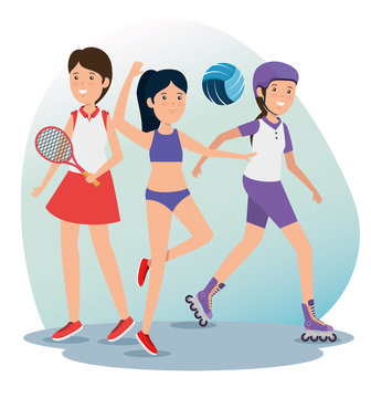 girls training fitness exercise balance