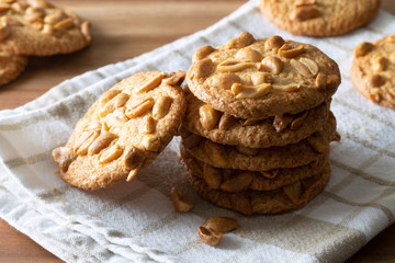 A stack of homemade peanut biscuits.