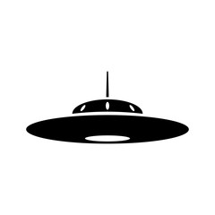 Fototapeta na wymiar UFO icon. Black silhouette. Vector drawing. Isolated object on white background. Isolate.