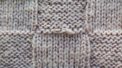 Gray background of knitted yarn, texture pattern knitted fabric