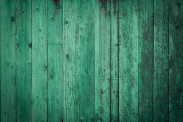 Obraz premium Empty green wooden table background. Vintage green surface.