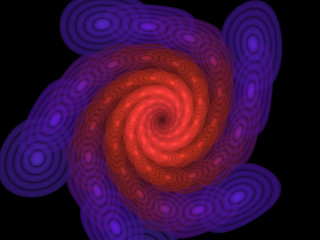 Red and Purple Fractal Spiral Background Image, Illustration - Infinite repeating spiral pattern, vortex of geometry. Recursive symmetrical patterns compressed and twisted into a central focal point.