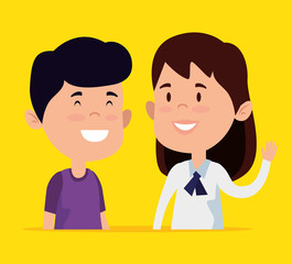 boy and girl talking with casual clothes