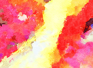 Abstract watercolor background with wet splashes of paint on paper. Good as backdrop print of cards, flyers, invitations and other creative making production.