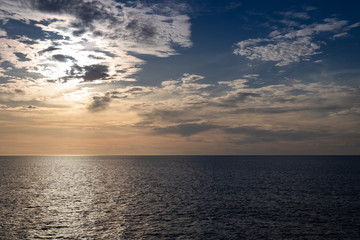 beautiful sunset on atlantic coastline in basque country, socoa, france, creative background