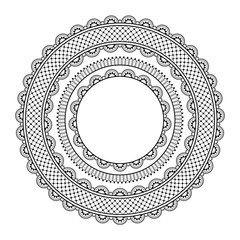 Decorative monochrome pattern in ethnic oriental style for greeting card, invitation, announcement or coloring book page