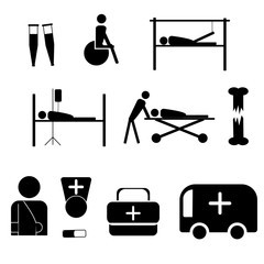 Set of icons on the medical theme. Traumatology. Vector illustration