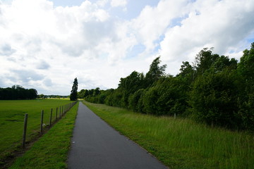 green landscape with blue sky and clouds, Cambridge, 2019