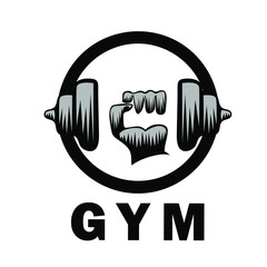 power Hand with barble fitness gym logo design inspiration