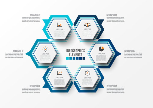 Vector Illustration Infographics 6 Options. Template For Brochure, Business, Web Design