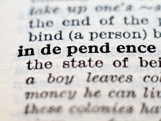 Obraz premium Dictionary definition of word independence. Selective focus.