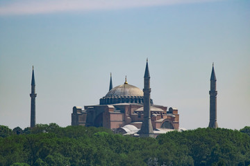 Fototapeta na wymiar Hagia Sophia mosque in the distance.