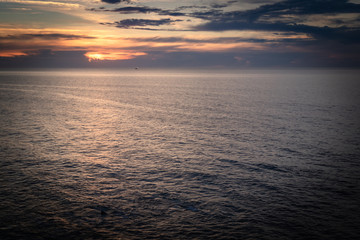 beautiful sunset on atlantic coastline in basque country, socoa, france, creative background