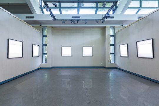 blank frames on exhibition room