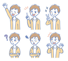 男の子の表情イラストセット