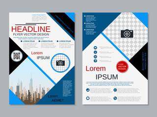 Modern professional two-sided flyer vector design template