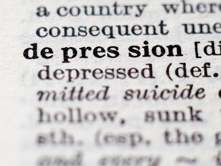 Obraz premium Dictionary definition of word depression. Selective focus.