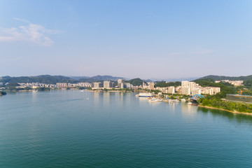 Naklejka na ściany i meble hangzhou thousand island lake and county scenery