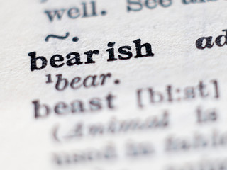 Dictionary definition of word bearish. Selective focus.