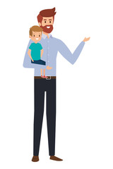 adult father with beard and son characters