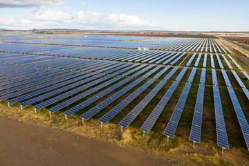 A huge solar farm between Toowoomba and Dalby in central Queensland, Australia.