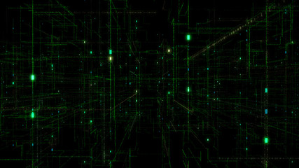 3D Digital Technology Network Data background.