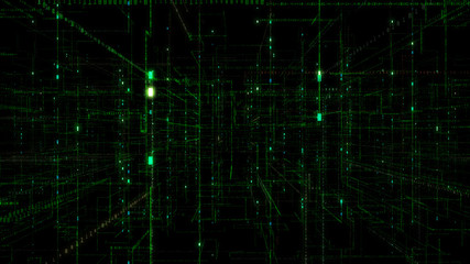 3D Digital Technology Network Data background.