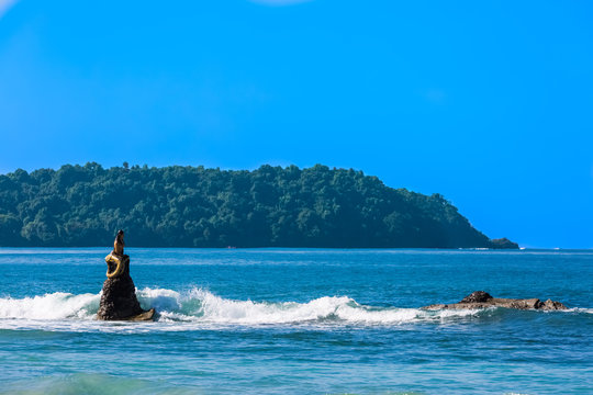 mermaid statue of Ngapali Beach near Thandwe at Rakhine state in Myanmar (Burma)