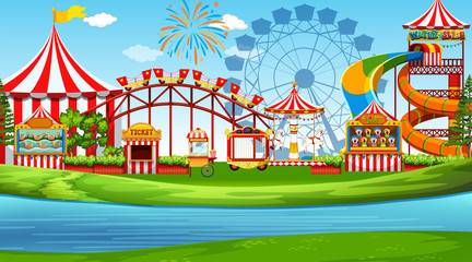 Fototapeta premium A fun amusement park scene