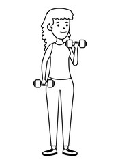 happy athletic girl weight lifting