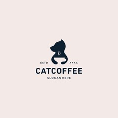 Cat Coffee Logo vector illustration