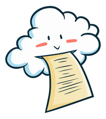 Funny and cute cloud printed out paper - vector.